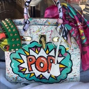 Anca Barbu leather bag Handpainted